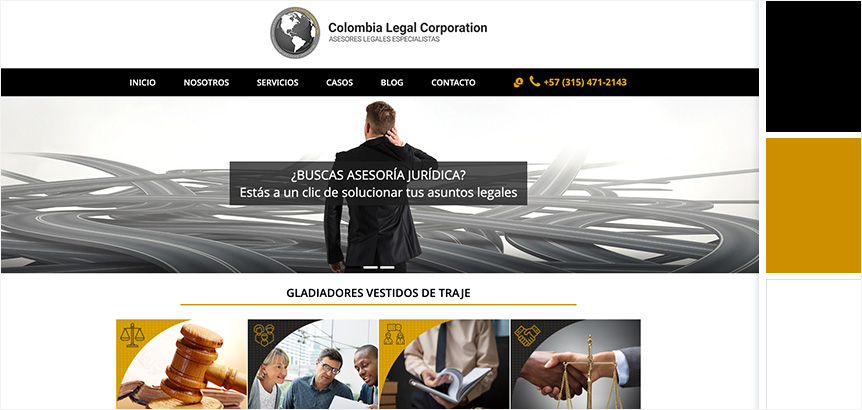 Demostración de los Colores en el Sitio Web de Colombia Legal Corporation