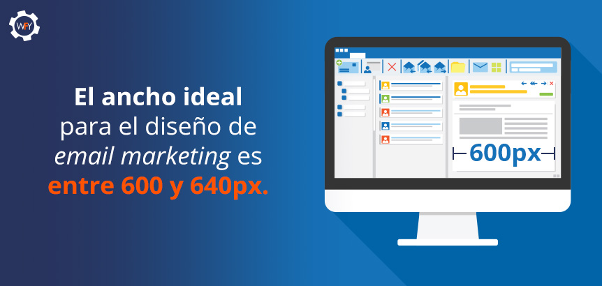 Pantalla de Computador Demostrando que el Ancho Ideal de un Email Marketing es Aprxidamente de 600px