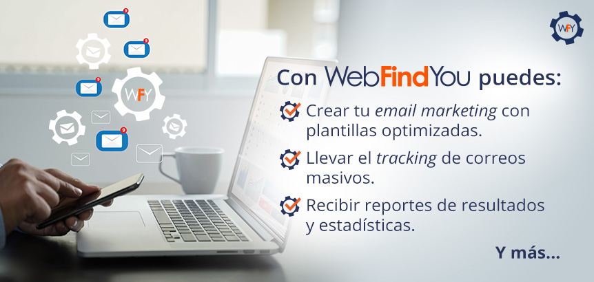 Persona Usando WebFindYou y Gozando del Beneficio de Plantillas de Email Marketing Optimizadas Para SEO