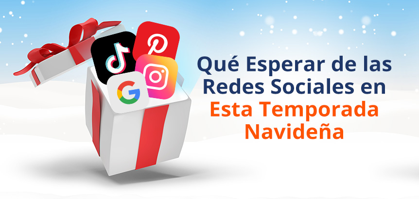 Logos de las Apps de Redes Sociales Dentro de una Caja de Regalo, Preparándose Para Navidad