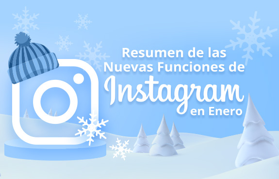 Logo de Instagram con Gorro en Fondo Invernal, Representando las Nuevas Funciones de Instagram en Enero
