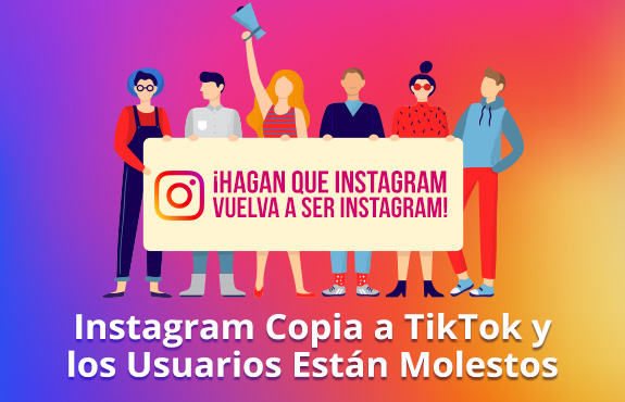 Usuarios Sosteniendo Pancarta en Protesta a Instagram por Copiar la Interfaz de TikTok