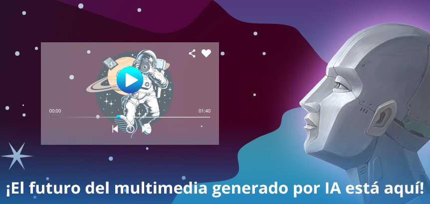 Robot de IA Mirando al Espacio Cómo Está Aquí el Futuro del Multimedia Generado por IA