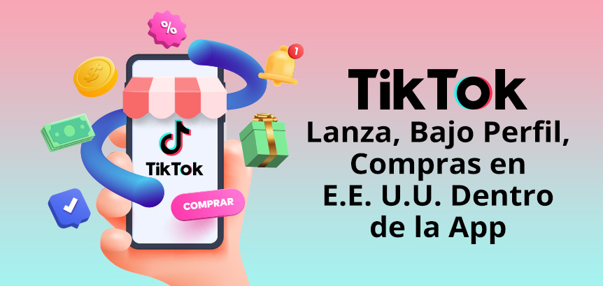 Teléfono Mostrando Lanzamiento de la Experiencia de Compra en App TikTok de EE. UU.