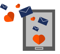 Enamora a tus clientes con Email Marketing Tablet corazon cartas